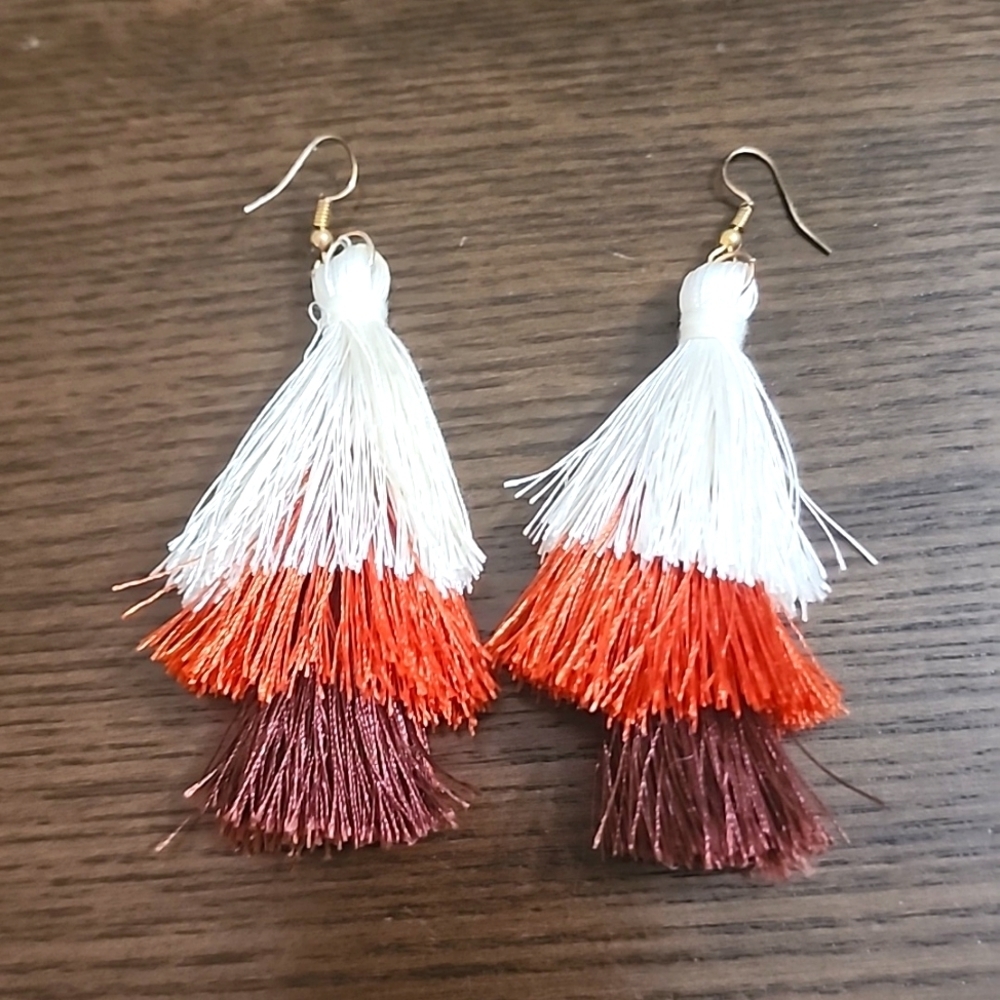 Tiered tassel drop earrings
